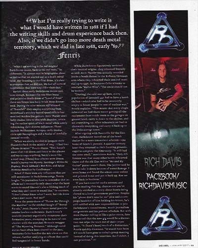 Rich Davis - Decibel Magazine - January 2017